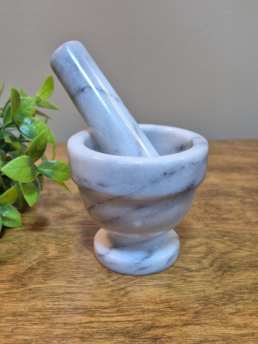 MARBLE White & Grey Mortar and Pestle Classic Kitchen Tool